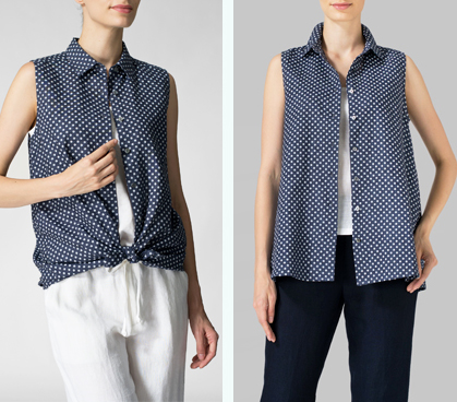 Light Weight Linen Sleeveless A-shape Top Set