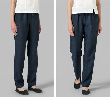 Dark Sapphire Linen Casual Long Pants Suit
