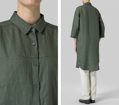 Linen Three Quarter Sleeve Long Tunic