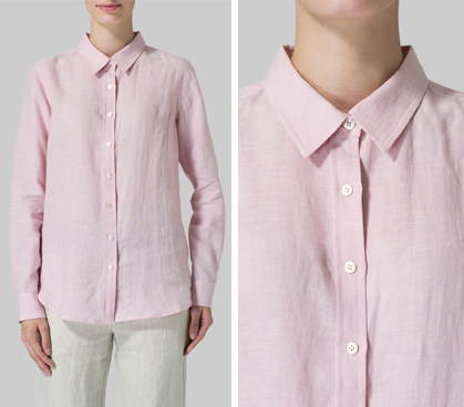 Pink Linen Classic Long Sleeve Shirt