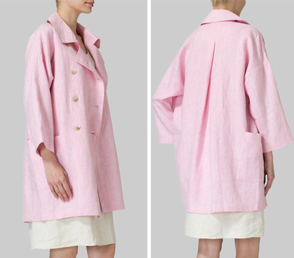 Pink Linen Double Breasted Jacket