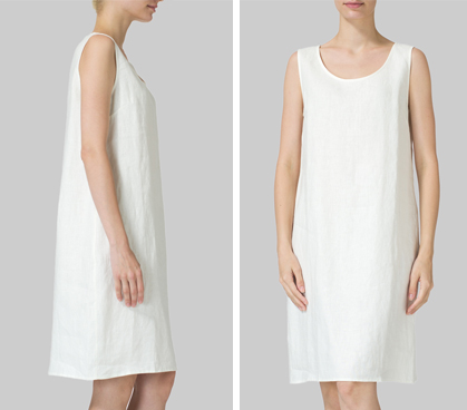 White Linen Sleeveless Slip-on Dress