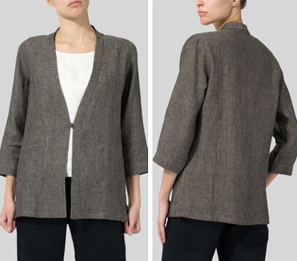 Linen Handmade Knot Button Tapered Jacket