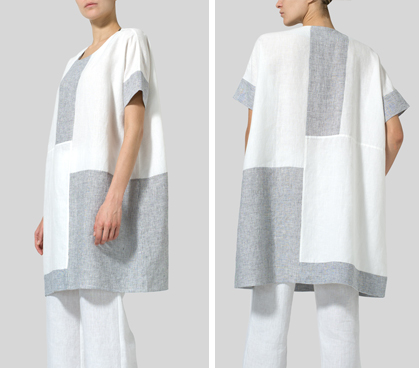 White Linen Oversize Patchwork Tunic