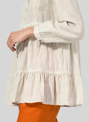 Oat Linen Tiered Pullover Top
