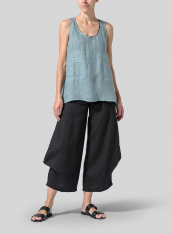 Green Gray Linen Double Pocketed Tank
