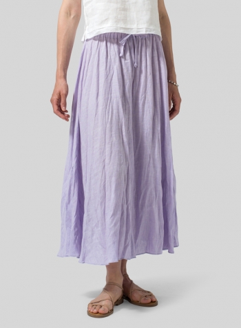 Pastel Mauve Linen Long Flared Skirt