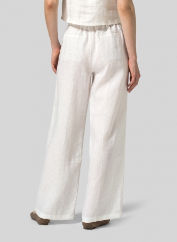 White Linen Drawstring Extra Long Pants