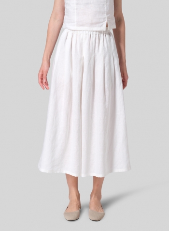 White Linen Pleated Culottes