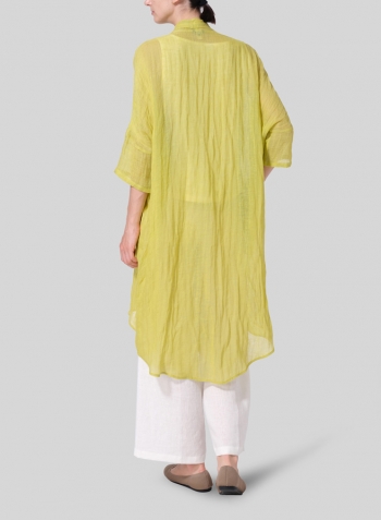 Yellow Linen Kimono Cardigan Set