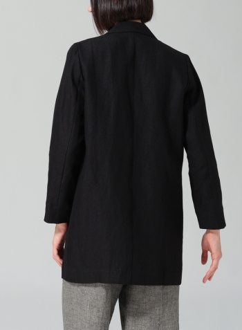 Black Linen Notch Lapel Jacket