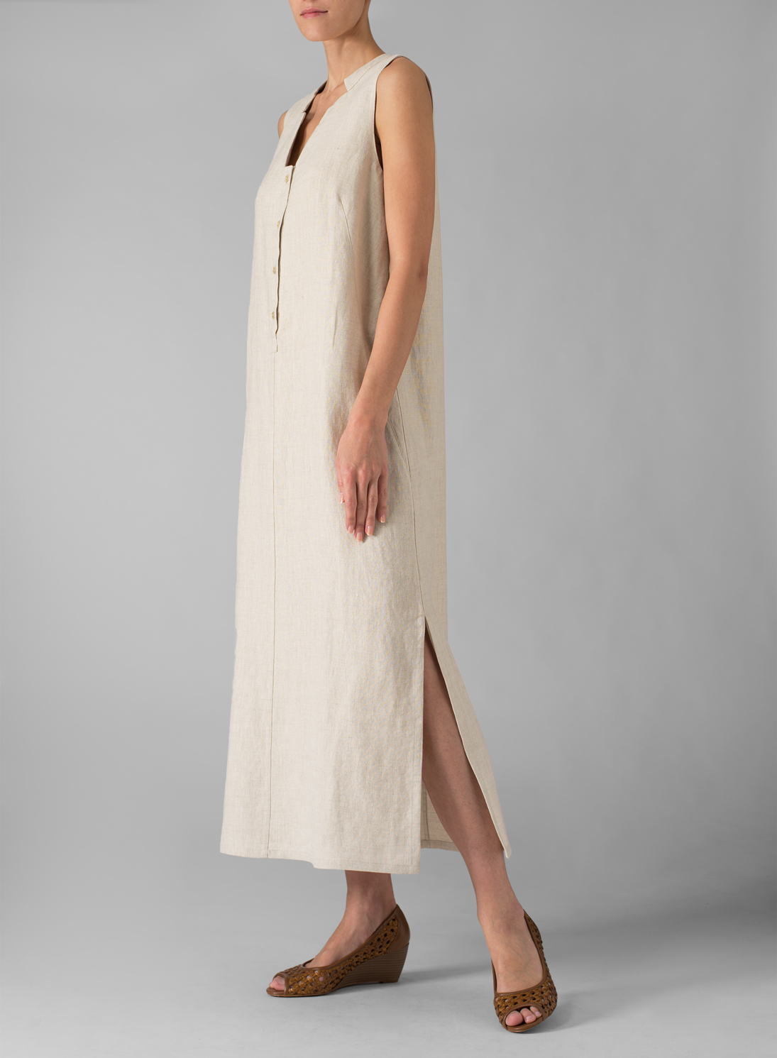 Linen Sleeveless Slipon Dress