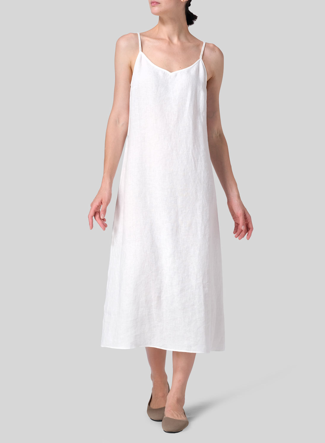 Linen Slim Fit Spaghetti Strap Dress - Plus Size