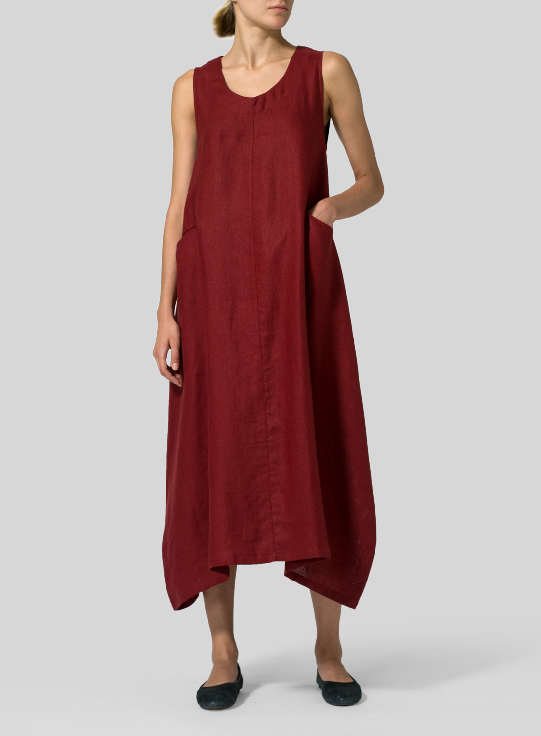 Linen Sleeveless Long Dress Plus Size