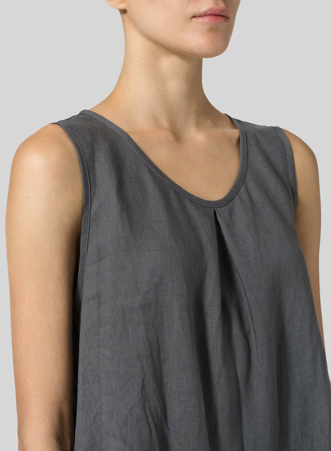 Linen Sleeveless Draped Dress