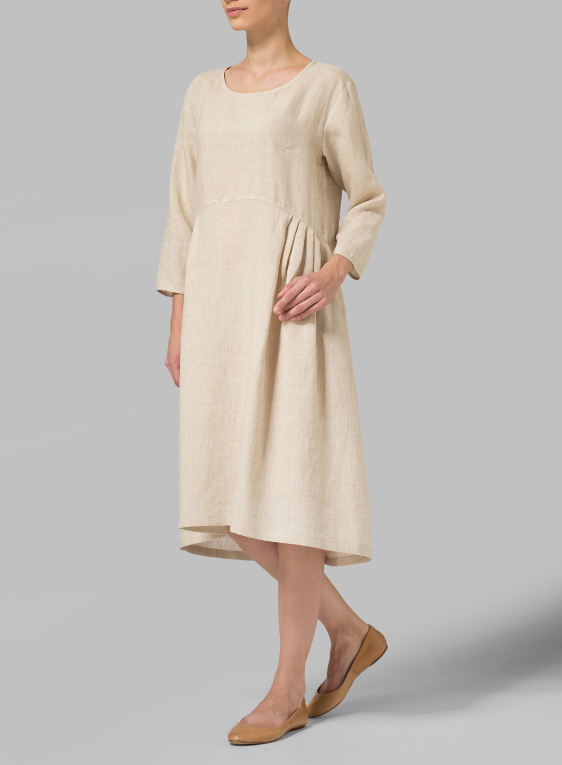 Linen Empire Waist Midi Dress Plus Size