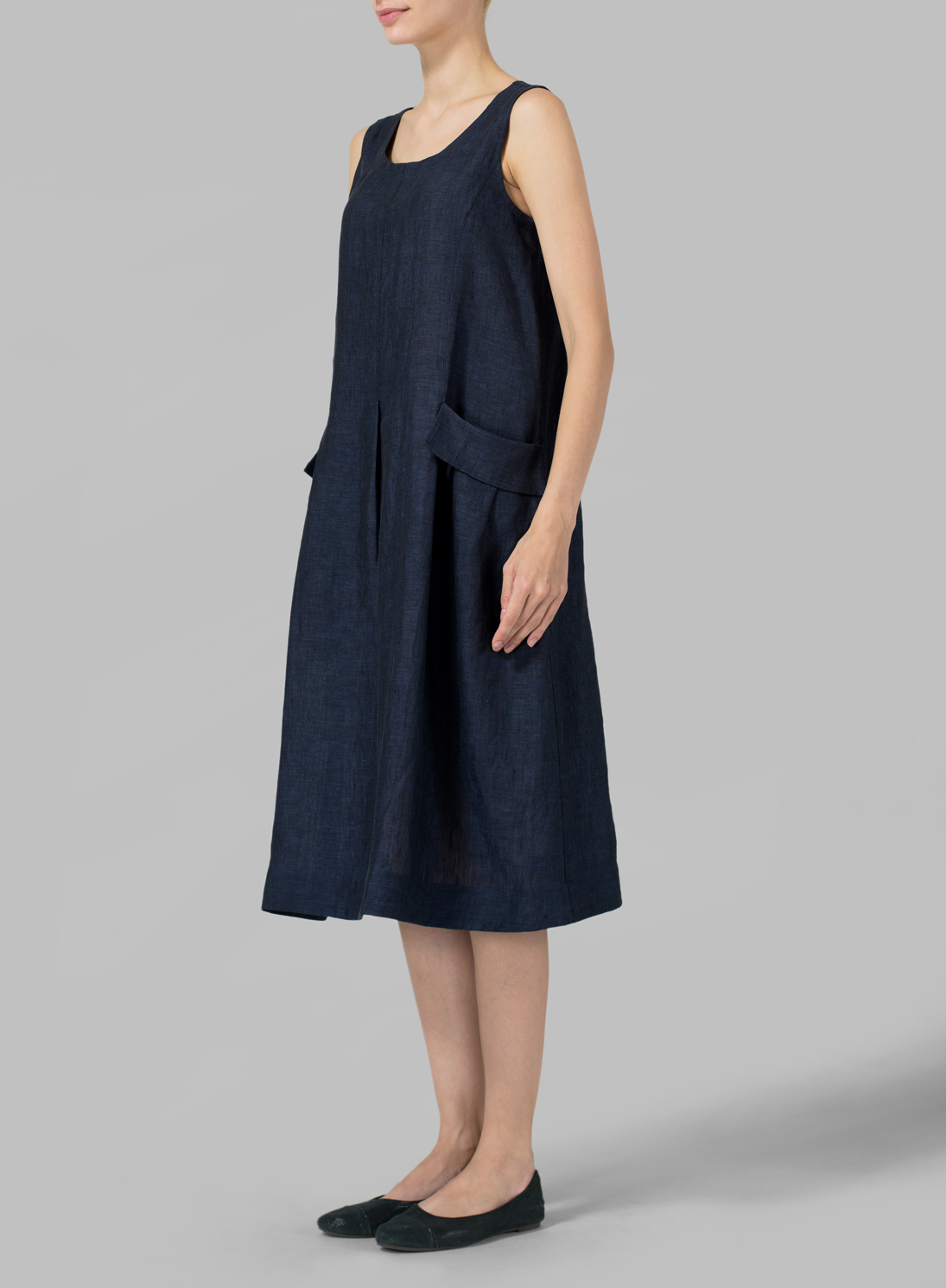 sleeveless linen swing dress