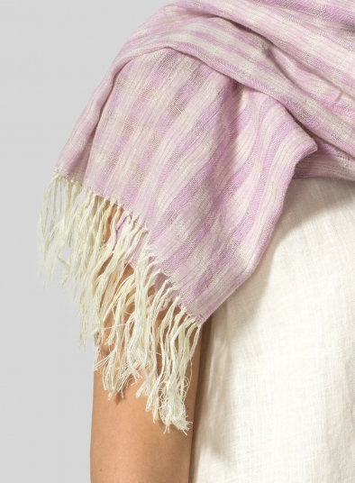 Linen Hand-crafted Purple Long Scarf