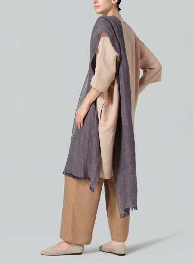 Linen Oblong Two Tone Brown Scarf