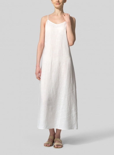 Linen Spaghetti Strap Slim Dress