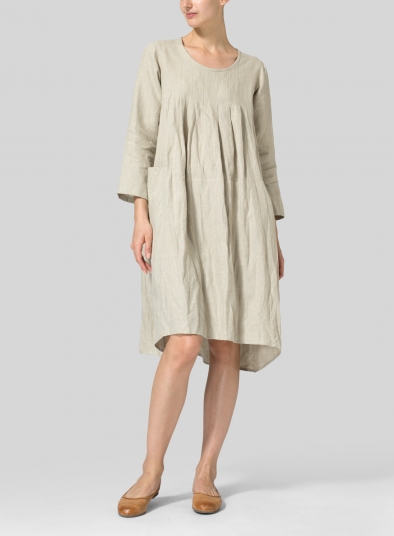 Linen High-Low Babydoll Dress