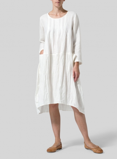 Linen High-Low Babydoll Dress - Plus Size