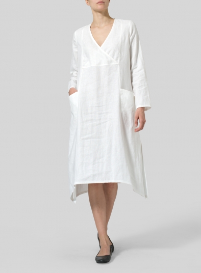 Linen Wrap Dress - Plus Size
