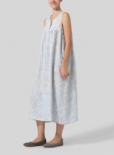 Linen Sleeveless Pleated Dress