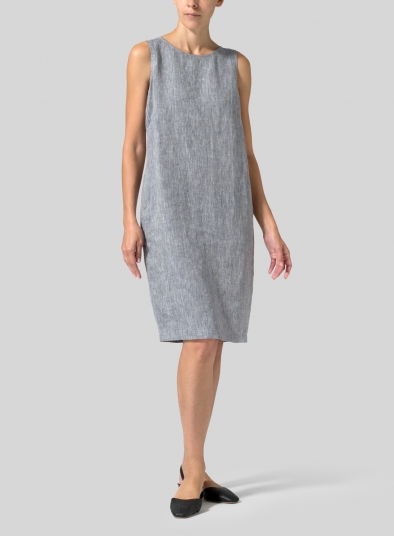 Linen Sleeveless Mid-Length Dress