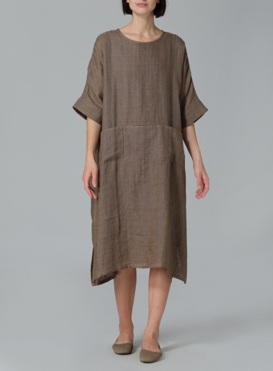 Medium Weight Linen Oversized Dolman Sleeve Dress