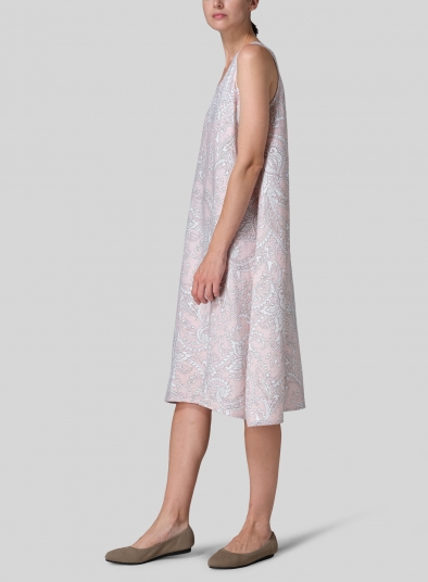 Linen Lining A-Shape Midi Dress