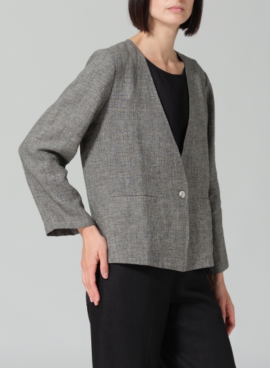 Linen Classic Single-Button Long Sleeves Jacket
