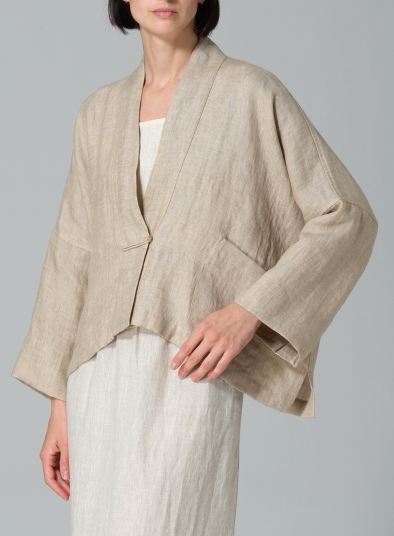 Medium Weight Linen Kimono Long Sleeve Jacket