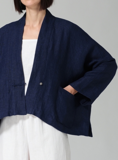 Medium Weight Linen Kimono Long Sleeve Jacket