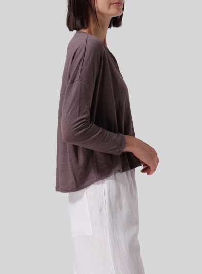 Knitted Linen Jersey V-Neck Boxy Top