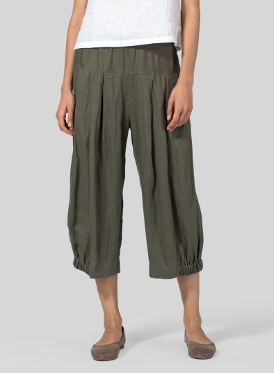 Linen Crumple Effect Harem Pants