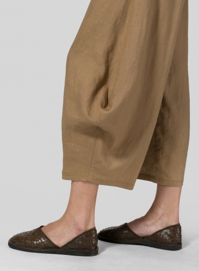 Linen Flared Leg Crop Pants