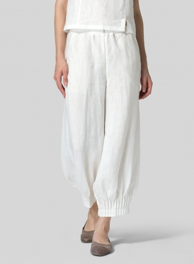 Plus size shop white linen capris