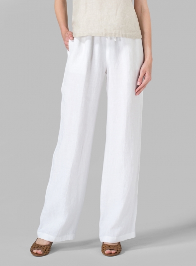 Linen Long Straight Pull-On Pants