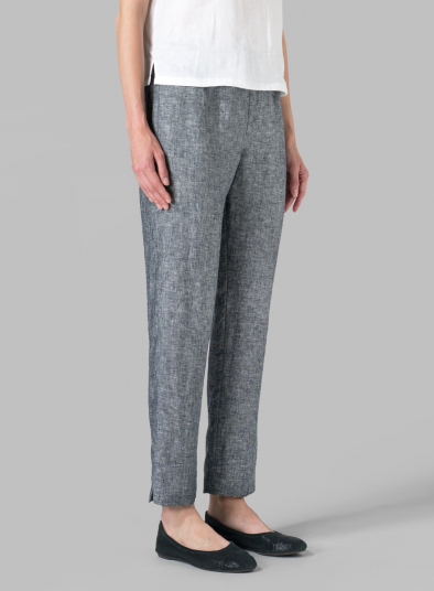 Linen Narrow Ankle Length Cropped Pants