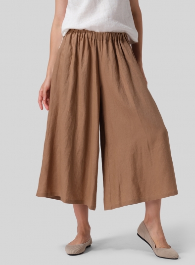 Linen Low Rise Wide Leg Pants