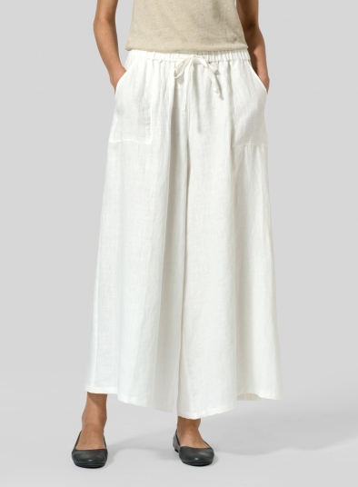 Linen Full Elastic Wide Leg Culottes