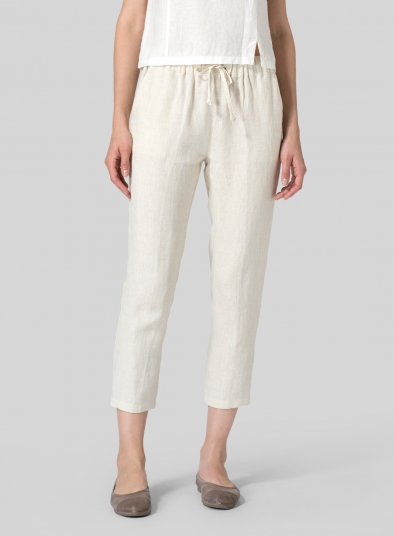 Linen Low Rise Narrow-Leg Cropped Pants