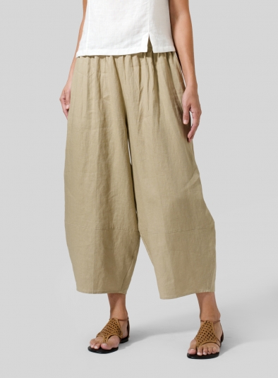 Linen Lantern Ankle Pants - Plus Size