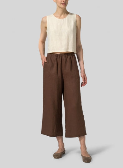 Linen Straight Ankle Pants
