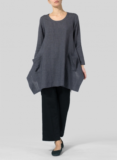 long linen tops uk