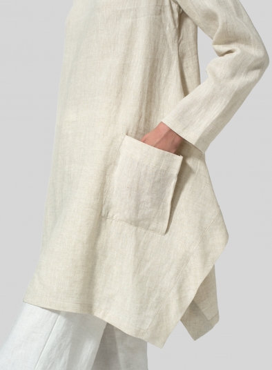 Linen Long Sleeve Poncho Top