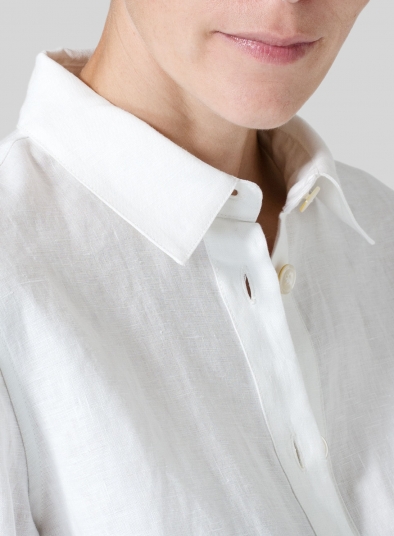 Linen Straight Fit Shirt Collar Tunic