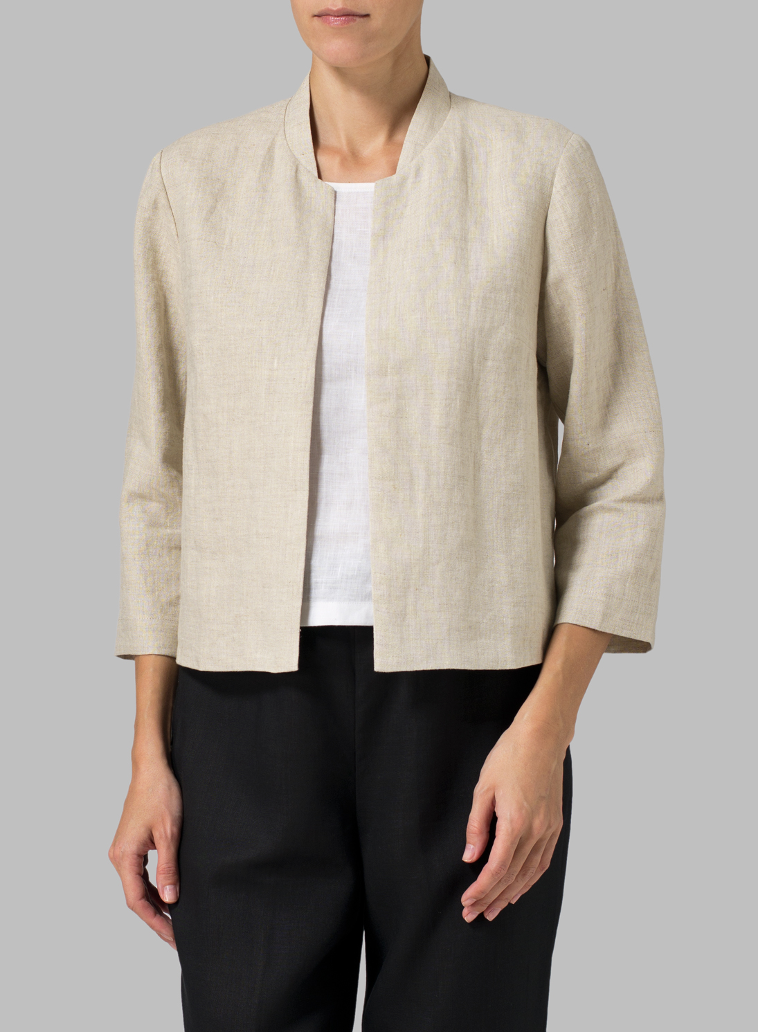 Oat Linen Crop Blazer Set