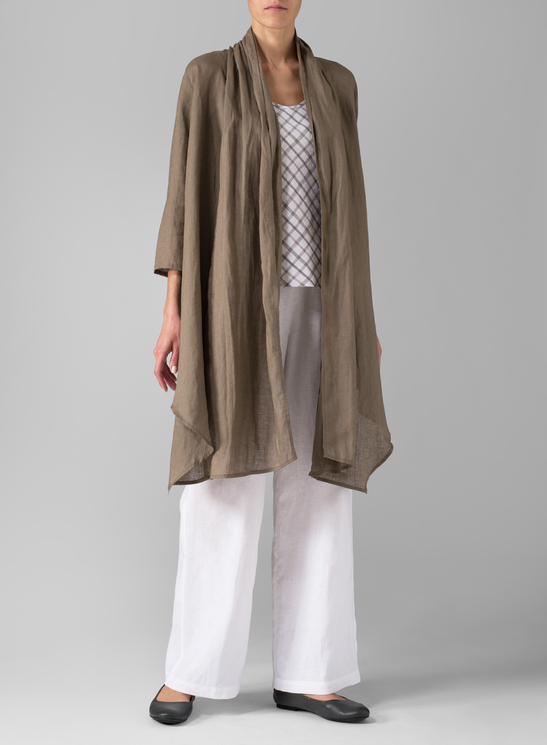 Linen Long ShawlCollar Over Jacket